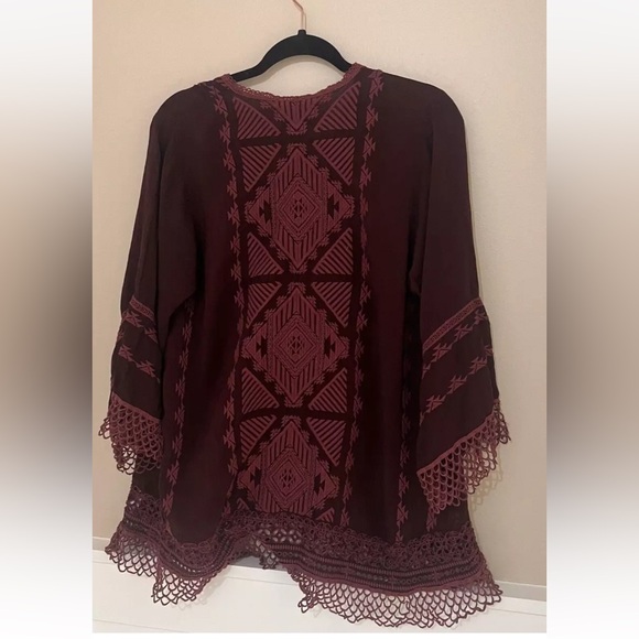 Johnny Was Renee Lace Blouse Top Small Color Black Plum V Neck Embroidered - Picture 10 of 13